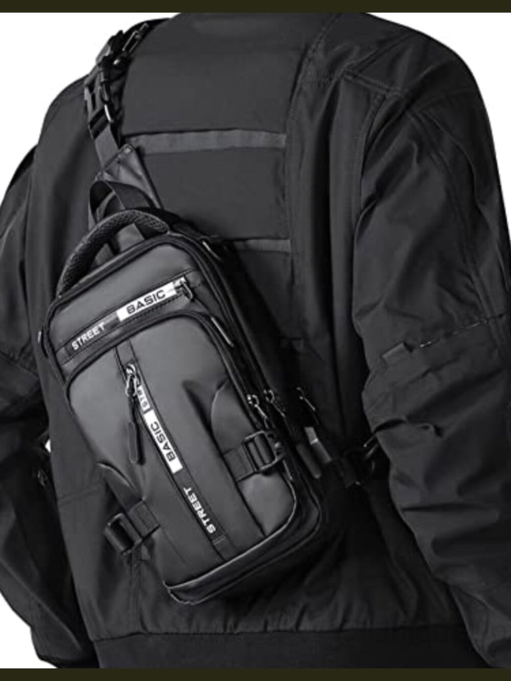 SEAFEW Crossbody Sling Bag Nylon Waterproof USB Charging Lightweight Shoulder